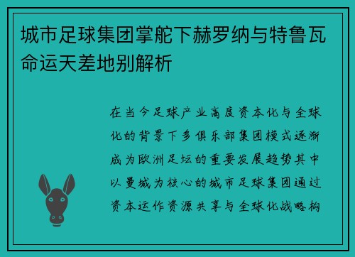 城市足球集团掌舵下赫罗纳与特鲁瓦命运天差地别解析